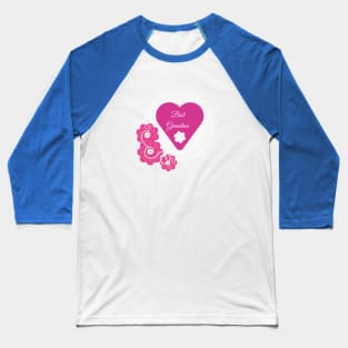 Best Grandma with hearts and Flowers Pink Baseball T-Shirt